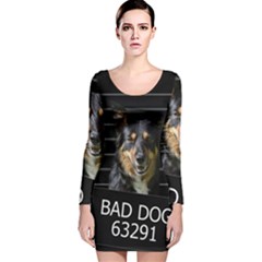 Bad Dog Long Sleeve Velvet Bodycon Dress by Valentinaart