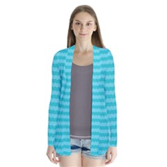 Abstract Blue Waves Pattern Cardigans