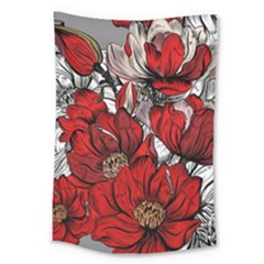 Red Flowers Pattern Large Tapestry by TastefulDesigns