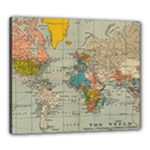 Vintage World Map Canvas 24  x 20 
