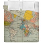 Vintage World Map Duvet Cover Double Side (California King Size)