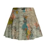 Vintage World Map Mini Flare Skirt