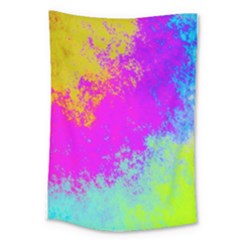 Grunge Radial Gradients Red Yellow Pink Cyan Green Large Tapestry by EDDArt
