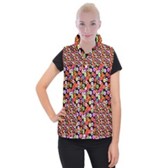 Colorful Yummy Donuts Pattern Women s Button Up Puffer Vest by EDDArt