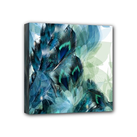 Flowers And Feathers Background Design Mini Canvas 4  X 4  by TastefulDesigns