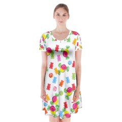 Candy Pattern Short Sleeve V-neck Flare Dress by Valentinaart