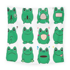 Animals Frog Green Face Mask Smile Cry Cute Square Tapestry (large) by Mariart