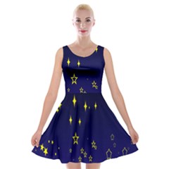 Blue Star Space Galaxy Light Night Velvet Skater Dress