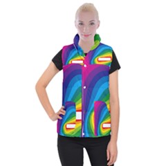 Circle Rainbow Color Hole Rasta Waves Women s Button Up Puffer Vest by Mariart
