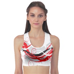 Flower Floral Star Red Wave Sports Bra by Mariart