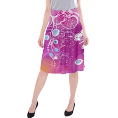Flower Butterfly Pink Midi Beach Skirt by Mariart