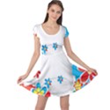 Flower Floral Papper Butterfly Star Sunflower Red Blue Green Leaf Cap Sleeve Dresses View1