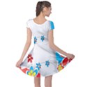 Flower Floral Papper Butterfly Star Sunflower Red Blue Green Leaf Cap Sleeve Dresses View2
