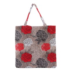 Flower Rose Red Black White Grocery Tote Bag by Mariart