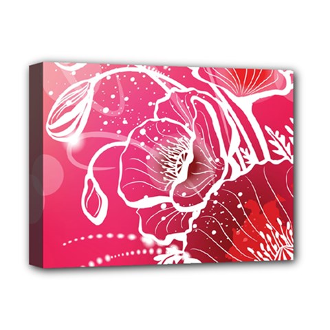 Flower Red Sakura Pink Deluxe Canvas 16  X 12  