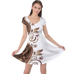 Leaf Brown Butterfly Cap Sleeve Dresses by Mariart