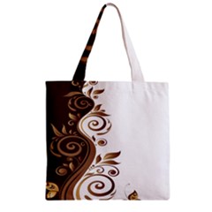 Leaf Brown Butterfly Zipper Grocery Tote Bag by Mariart