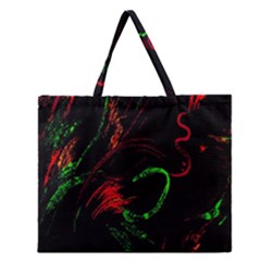 Paint Black Red Green Zipper Large Tote Bag by Mariart