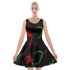 Paint Black Red Green Velvet Skater Dress