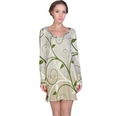 Leaf Sexy Green Gray Long Sleeve Nightdress by Mariart