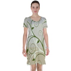 Leaf Sexy Green Gray Short Sleeve Nightdress by Mariart