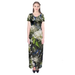 Floral Skies 2 Short Sleeve Maxi Dress by dawnsiegler