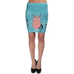 Cat Face Mask Smile Cute Leaf Flower Floral Bodycon Skirt by Mariart