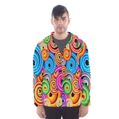 Circle Round Hole Rainbow Hooded Wind Breaker (men) by Mariart