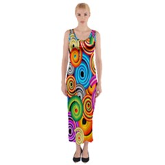 Circle Round Hole Rainbow Fitted Maxi Dress by Mariart
