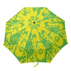 Easter Monster Sinister Happy Green Yellow Magic Rock Folding Umbrellas