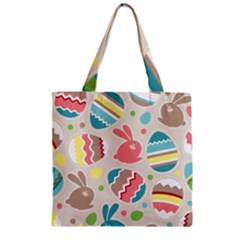 Easter Rabbit Bunny Rainbow Zipper Grocery Tote Bag by Mariart