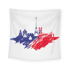 Eiffel Tower Monument Statue Of Liberty France England Red Blue Square Tapestry (small) by Mariart
