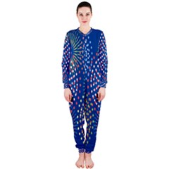 Fireworks Party Blue Fire Happy Onepiece Jumpsuit (ladies)  by Mariart