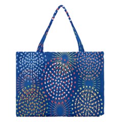 Fireworks Party Blue Fire Happy Medium Tote Bag