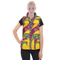 Flower Floral Leaf Star Sunflower Green Red Yellow Brown Sexxy Women s Button Up Puffer Vest