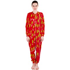 Fruit Seed Strawberries Red Yellow Frees Onepiece Jumpsuit (ladies) 
