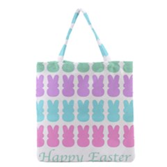 Happy Easter Rabbit Color Green Purple Blue Pink Grocery Tote Bag by Mariart
