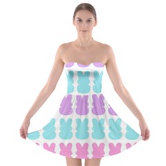 Happy Easter Rabbit Color Green Purple Blue Pink Strapless Bra Top Dress by Mariart