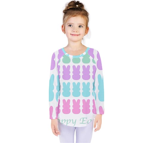 Happy Easter Rabbit Color Green Purple Blue Pink Kids  Long Sleeve Tee by Mariart