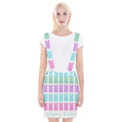 Happy Easter Rabbit Color Green Purple Blue Pink Braces Suspender Skirt by Mariart