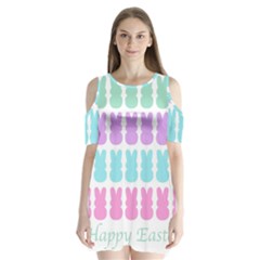 Happy Easter Rabbit Color Green Purple Blue Pink Shoulder Cutout Velvet  One Piece by Mariart