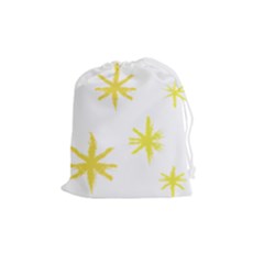 Line Painting Yellow Star Drawstring Pouches (medium)  by Mariart