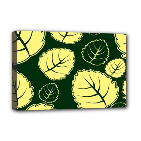 Leaf Green Yellow Deluxe Canvas 18  X 12   by Mariart