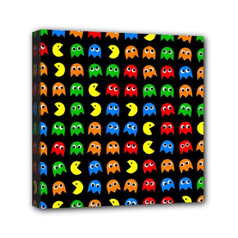 Pacman Seamless Generated Monster Eat Hungry Eye Mask Face Rainbow Color Mini Canvas 6  X 6  by Mariart