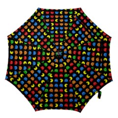 Pacman Seamless Generated Monster Eat Hungry Eye Mask Face Rainbow Color Hook Handle Umbrellas (large) by Mariart