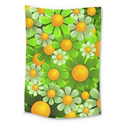 Sunflower Flower Floral Green Yellow Large Tapestry