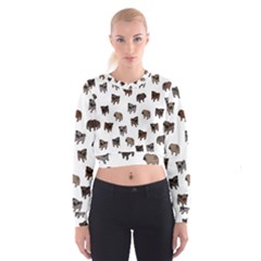 Pug Dog Pattern Cropped Sweatshirt by Valentinaart