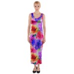 Floral Pattern Background Seamless Fitted Maxi Dress