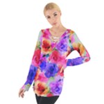Floral Pattern Background Seamless Women s Tie Up Tee
