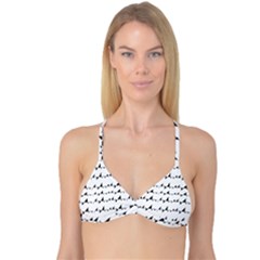 Black And White Wavy Stripes Pattern Reversible Tri Bikini Top by dflcprintsclothing